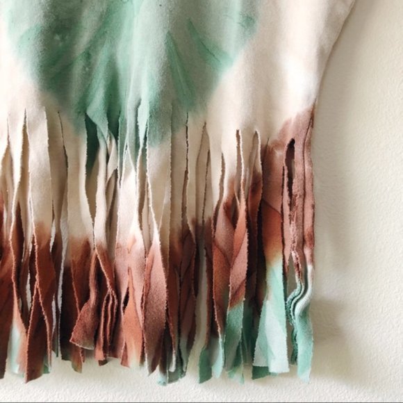 Tie dye mint cream fringe tee shirt Small‎ - Picture 4 of 5
